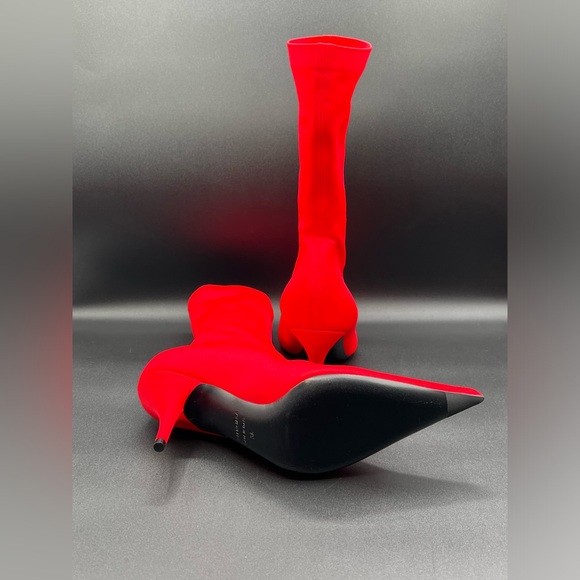 Balenciaga Knife Booties Stretch Fabric Mid -Calf Red Pull On US 6/EU 36 $1290 - Picture 15 of 16